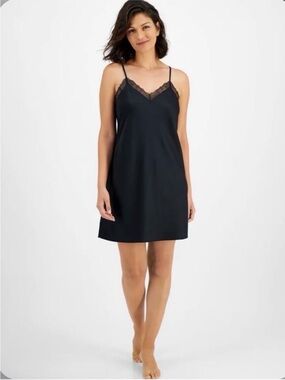 Macy’s Classic Black Lace-Trim Slip Dress - Women
